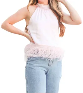 2.7 August Apparel - Feather Trim Top