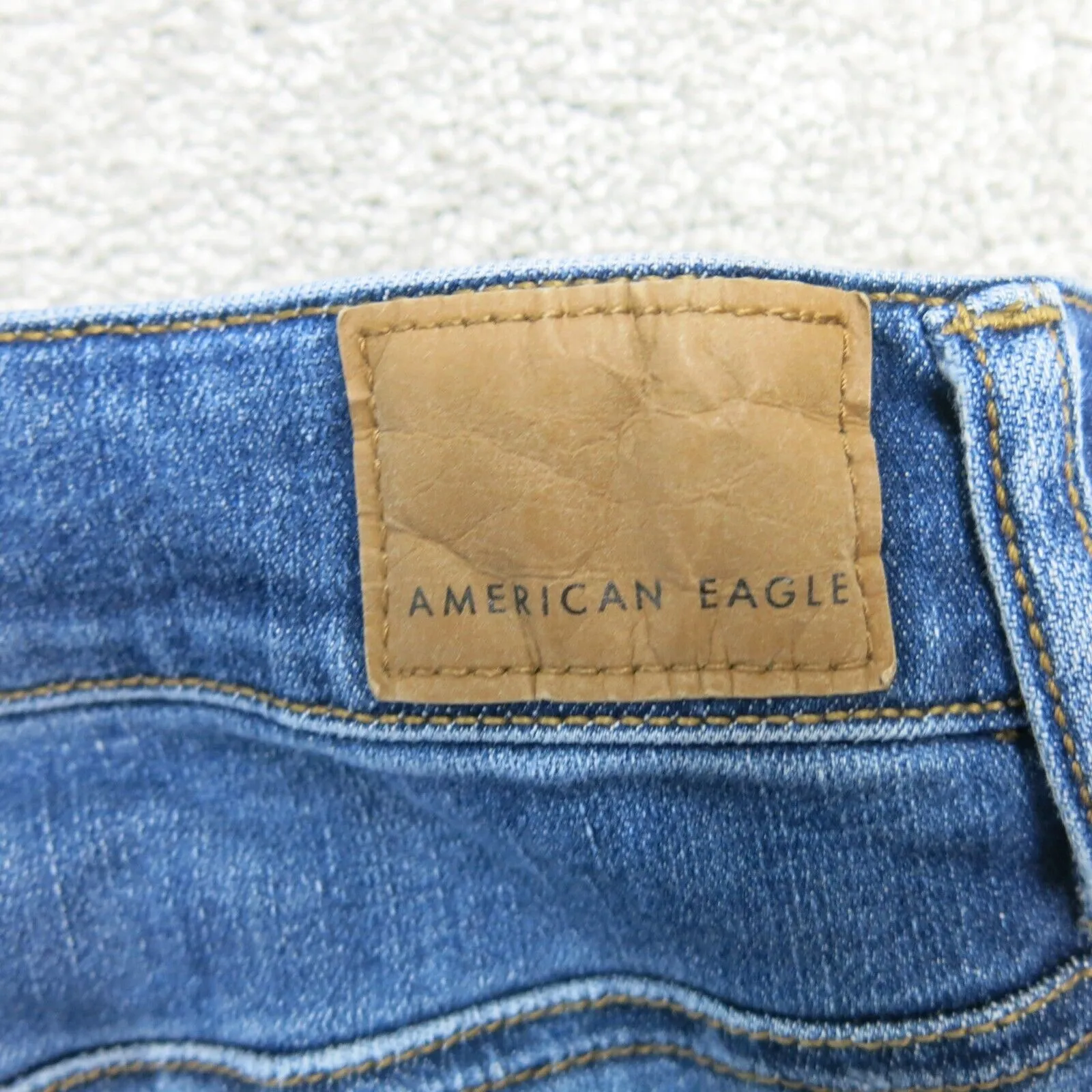 American Eagle Womens Skinny Leg Jeans Distressed Low Rise Cotton Blue SZ 2 Reg