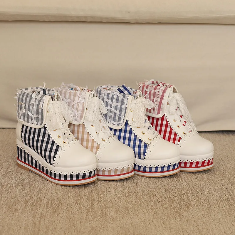 Anime Costume Vintage Lace Wedge Boots