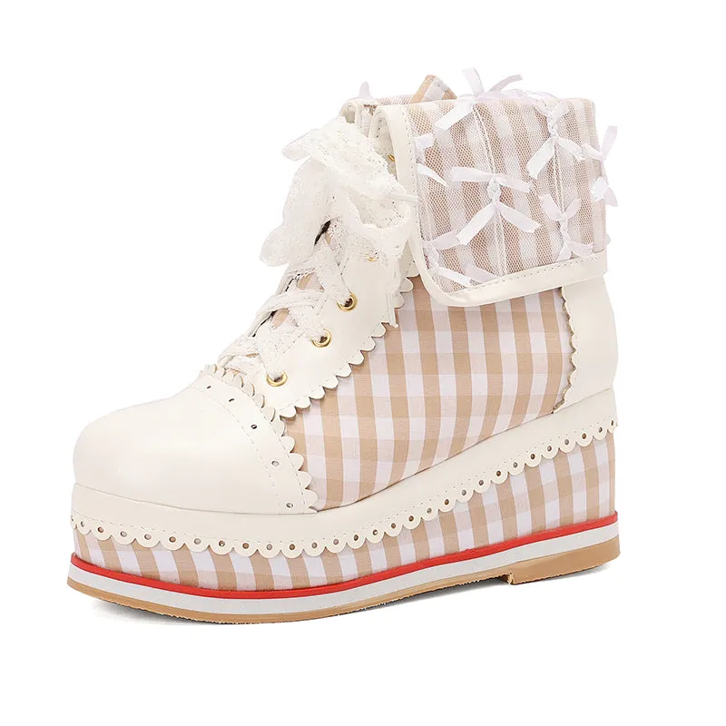 Anime Costume Vintage Lace Wedge Boots