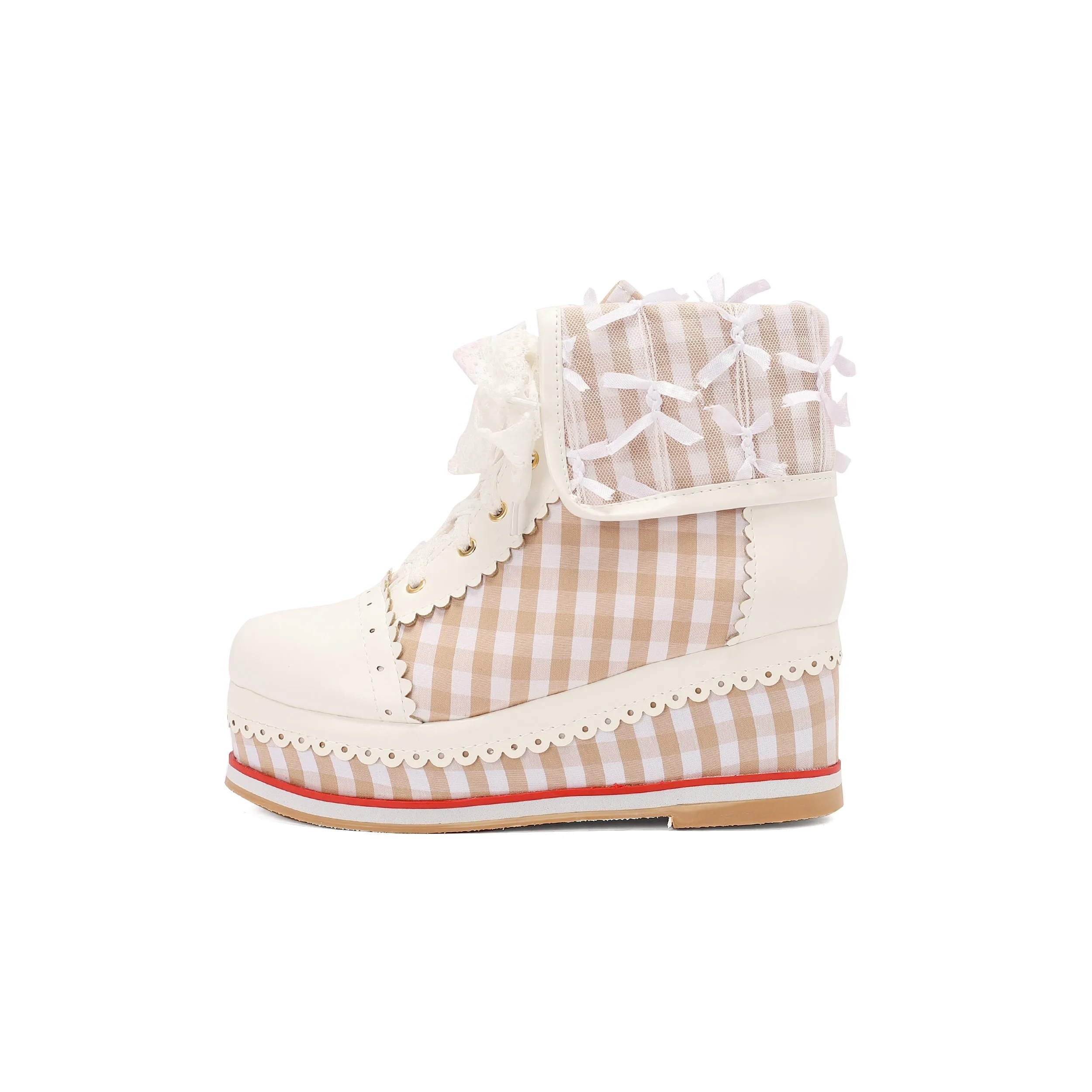 Anime Costume Vintage Lace Wedge Boots