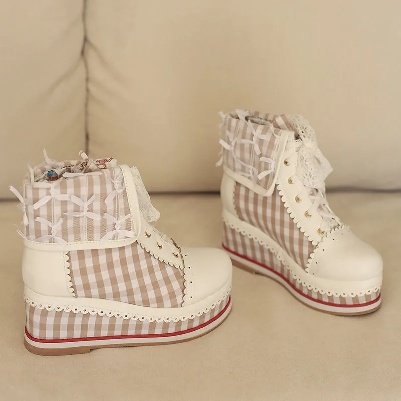 Anime Costume Vintage Lace Wedge Boots