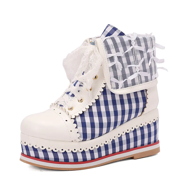 Anime Costume Vintage Lace Wedge Boots
