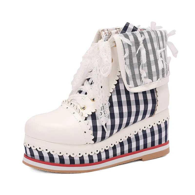 Anime Costume Vintage Lace Wedge Boots