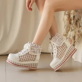Anime Costume Vintage Lace Wedge Boots
