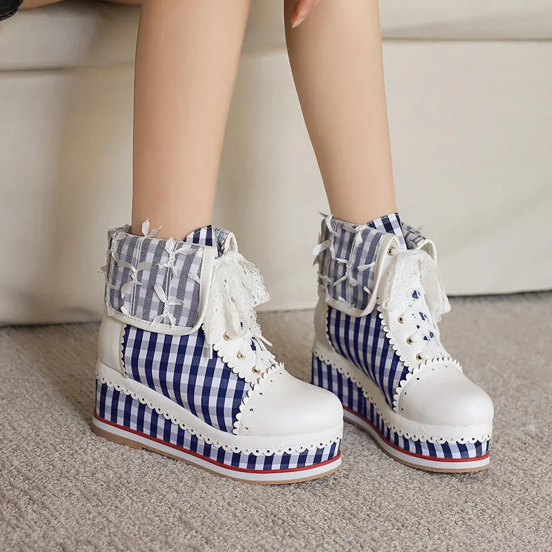 Anime Costume Vintage Lace Wedge Boots