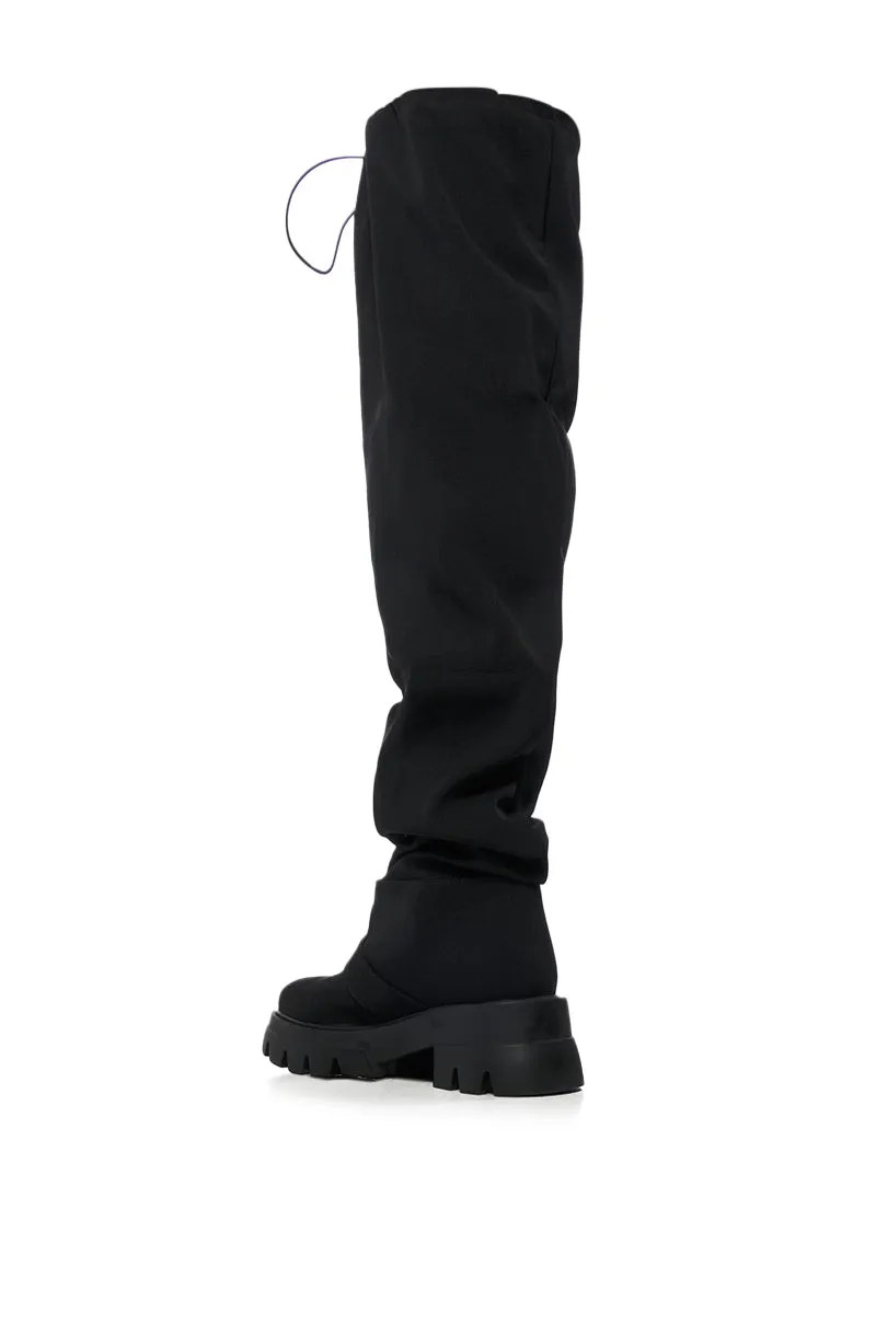 AZALEA WANG FRAPPE OVER THE KNEE CHUNKY BOOT IN BLACK