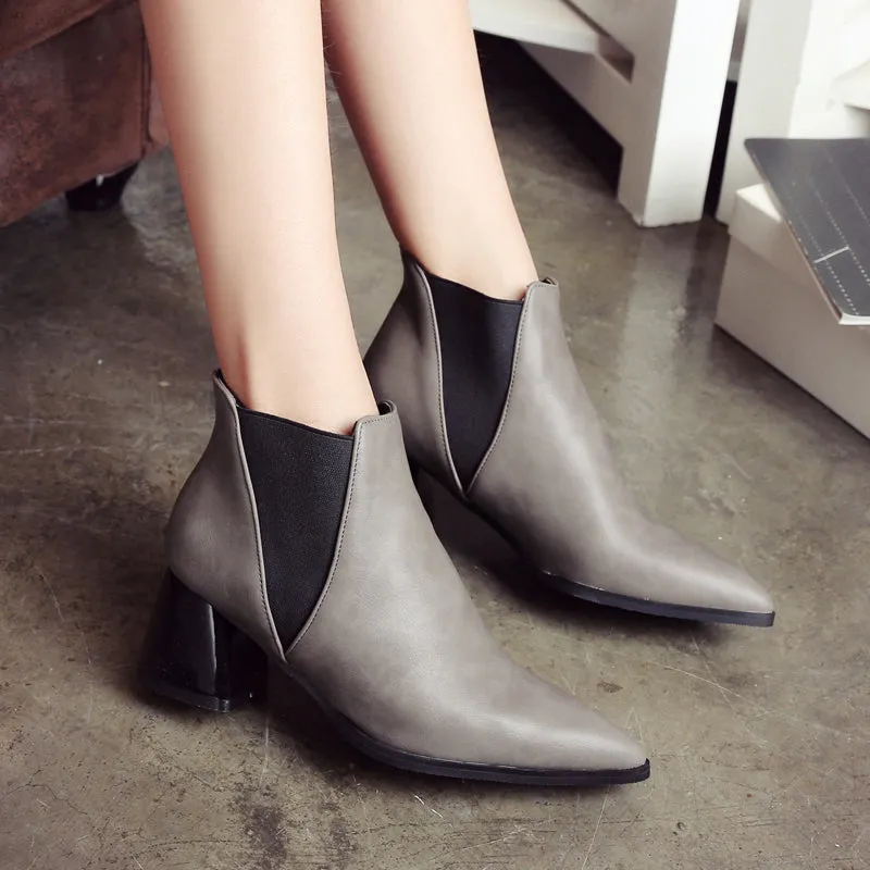 Bigsizeheels Mio magazine slip-on ankle boots with pointed toes - Gray
