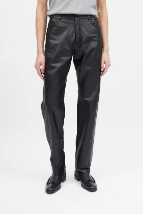 Black Leather Five Pocket Pants