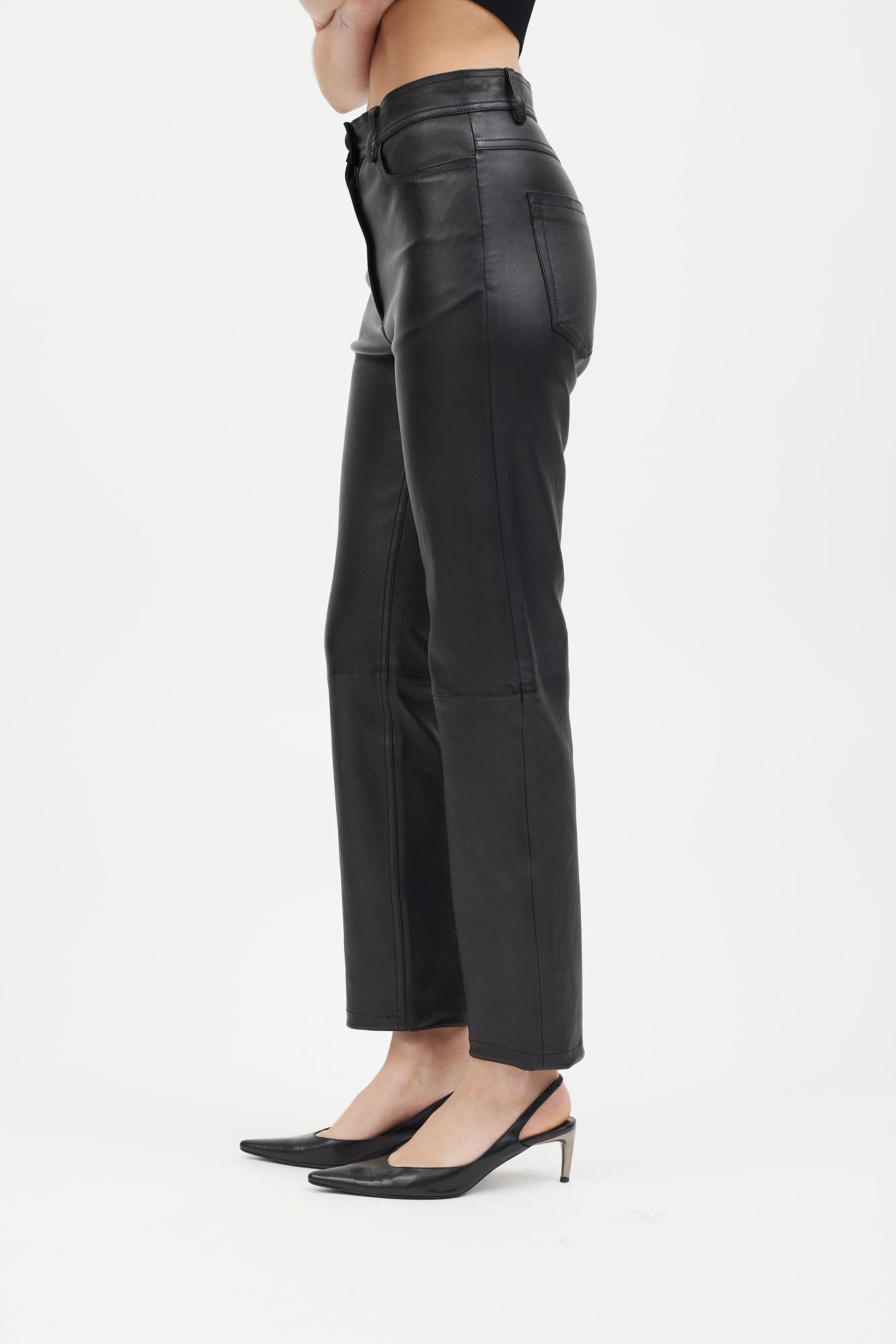 Black Leather Teddy Pant