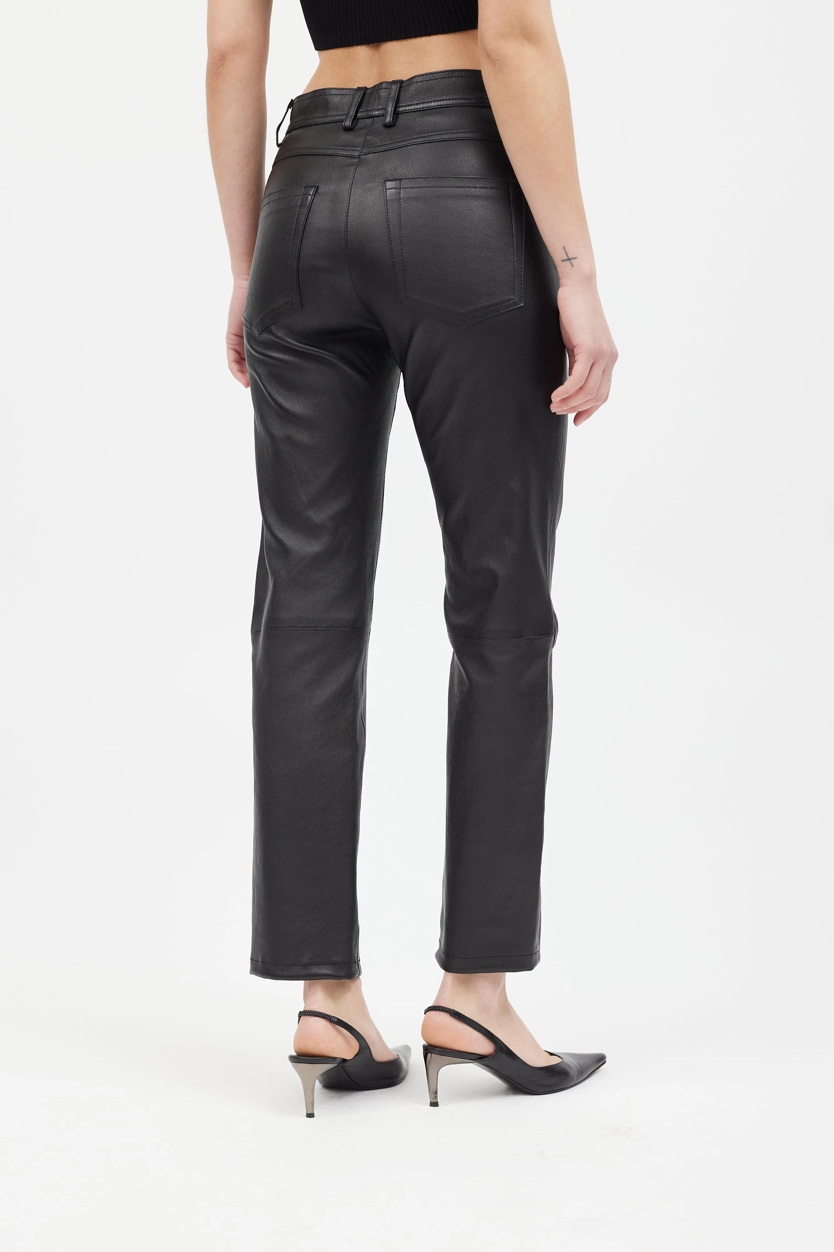 Black Leather Teddy Pant