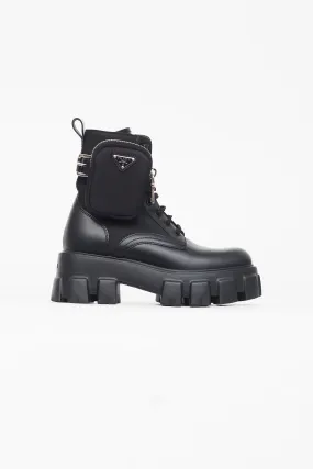 Black Monolith Leather Lug Sole Boot