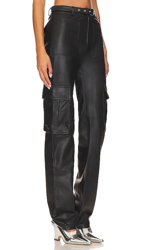 Camila Coelho Manolya Leather Pant in Black