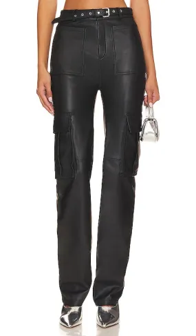 Camila Coelho Manolya Leather Pant in Black