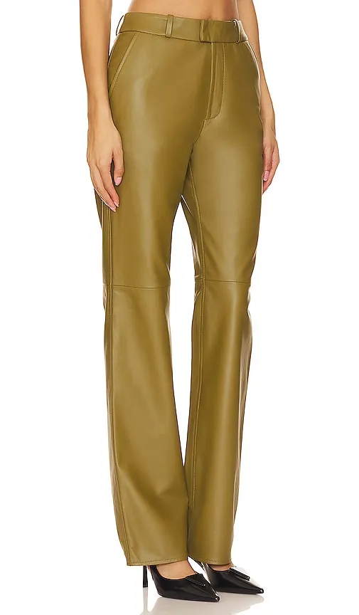 Camila Coelho Rhodes Leather Pants in Olive