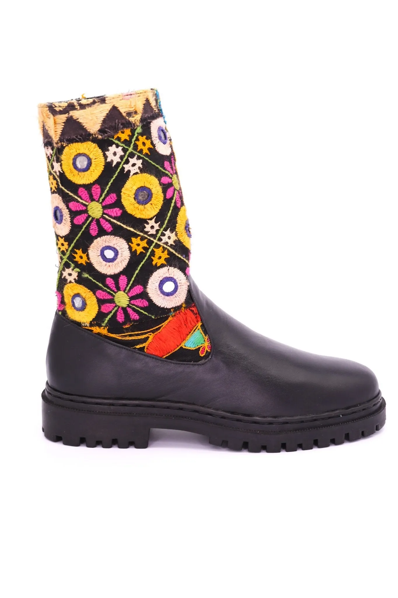 CHUNKY BOOTS EMBROIDERED PATCHWORK FREJA