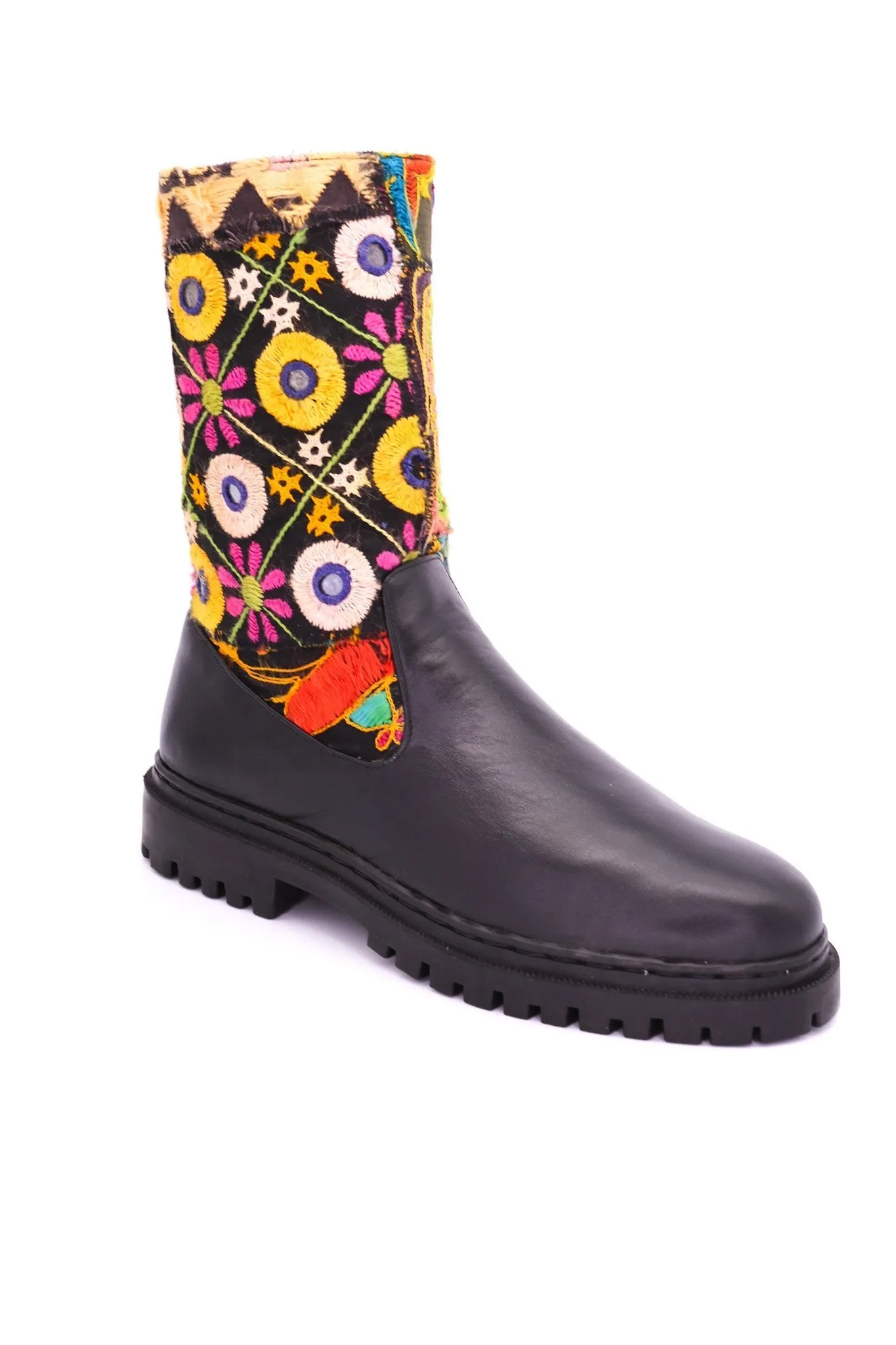 CHUNKY BOOTS EMBROIDERED PATCHWORK FREJA
