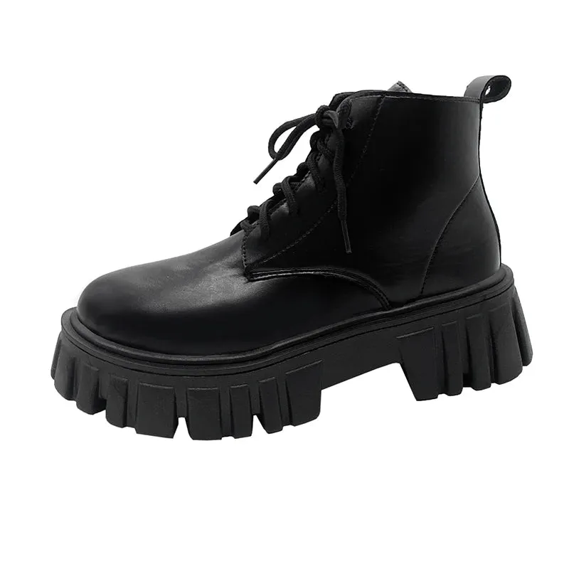 Chunky Schwarze Ankle Boots für gothic style
