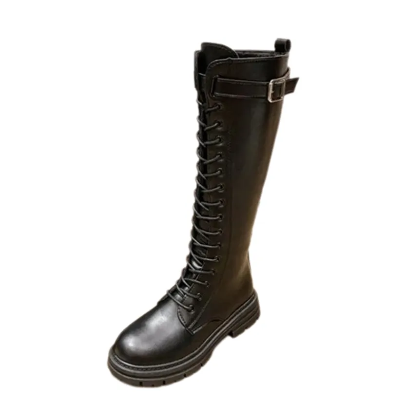 Funki Buys | Boots | Women's Knee-High Lace Up Buckle Boots