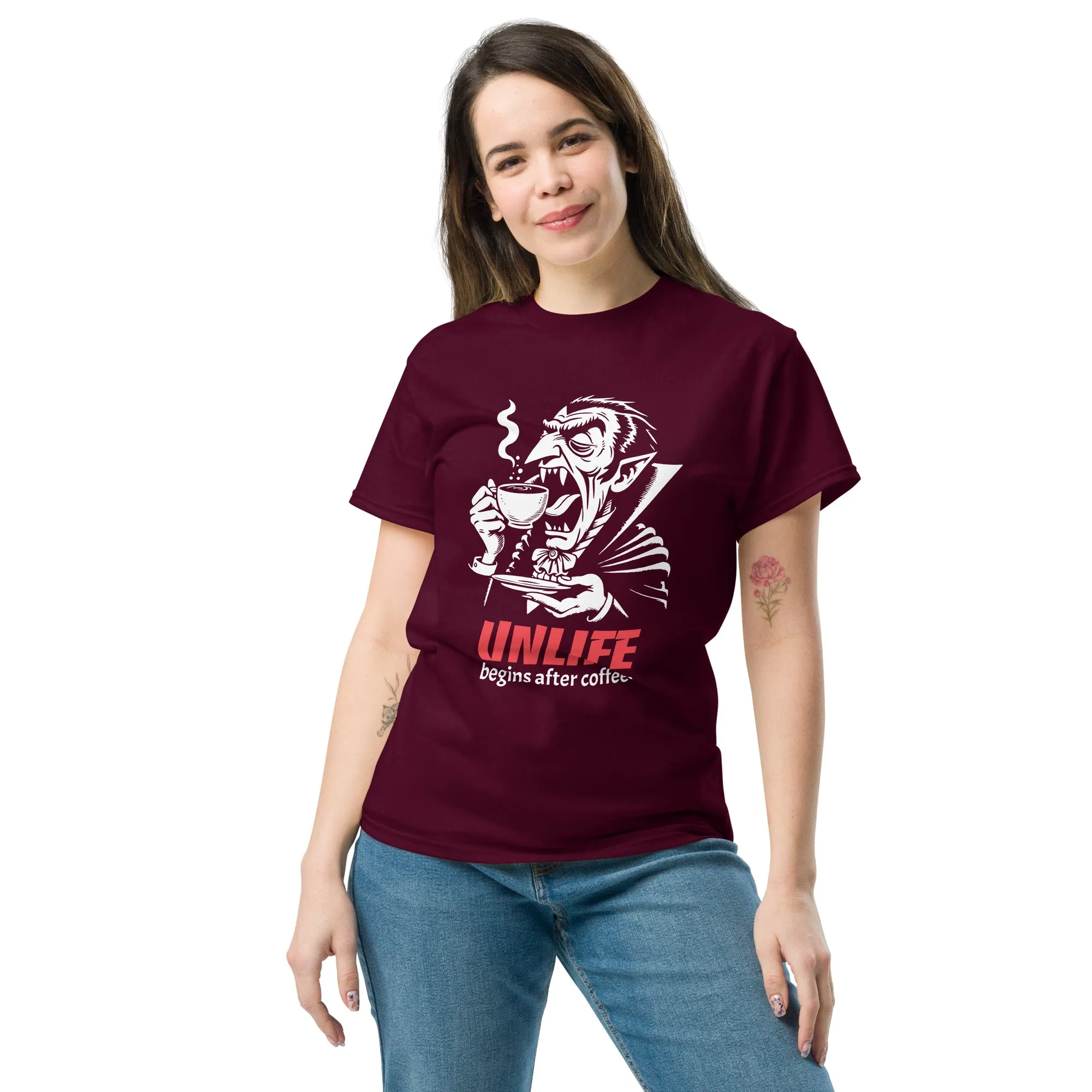 Funny Coffee T-Shirt, Unlife Begins After Coffee Tee, Unisex Classic Gildan Tshirt