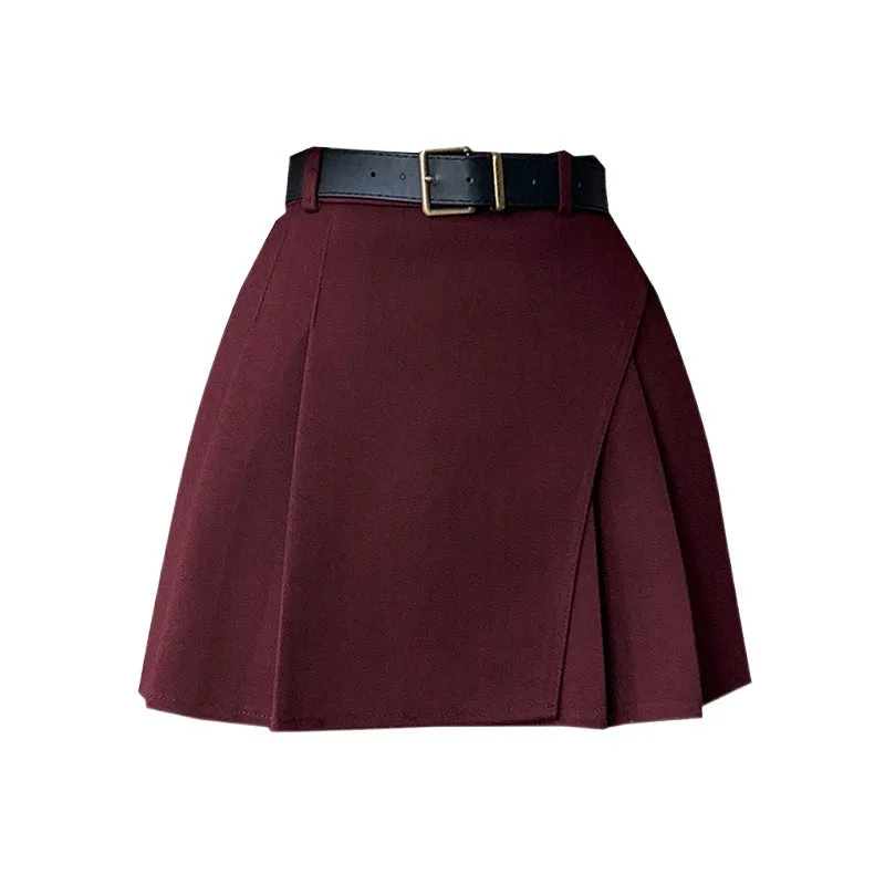 Girlary-shop black skirt outfit fall Woolen Short Skirt for Women 2024 Winter Woolen A- line Skirt High Waist Anti-Exposure Shorts Pleated Skirt for Women