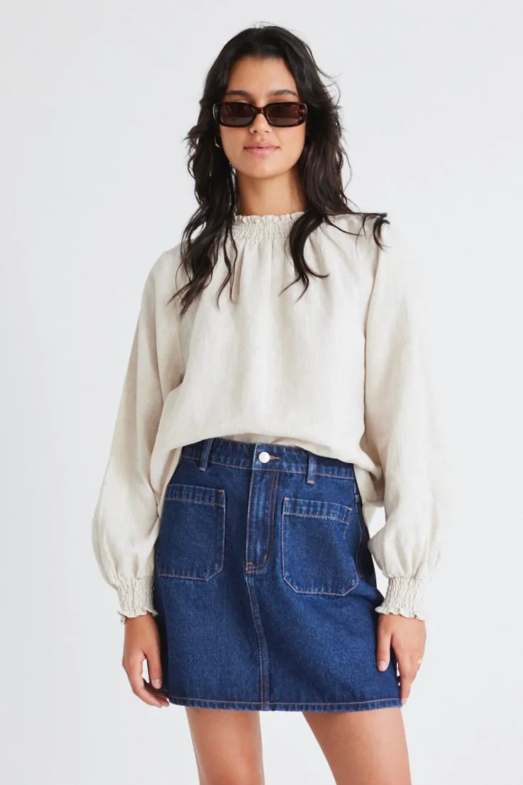 Glimpse Indigo Pocket Front Denim Mini Skirt