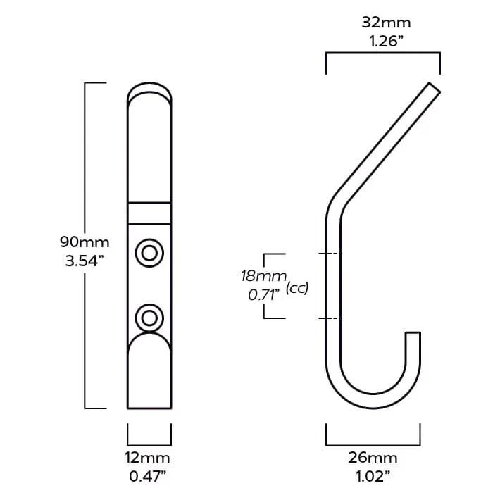 HOFFMAN Tapered Top Hook - Brass