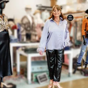 Levain Pocketed High Rise Faux Leather Pants in Black