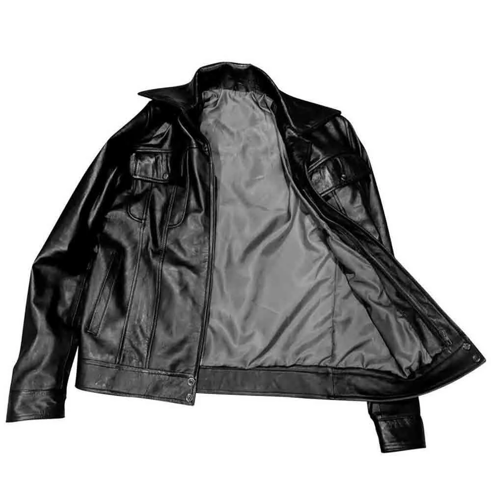 MENS Black ELVIS PRESLEY Real Soft Lambskin Leather Fashion ELVIS Style Jacket