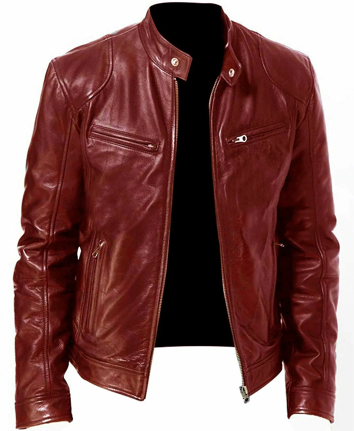 Men's Leather Jacket Bomber Motorcycle Biker Jackets Men's PU Leather Jacket