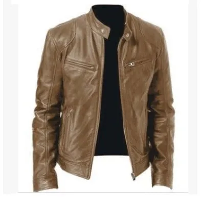 Men's Leather Jacket Bomber Motorcycle Biker Jackets Men's PU Leather Jacket