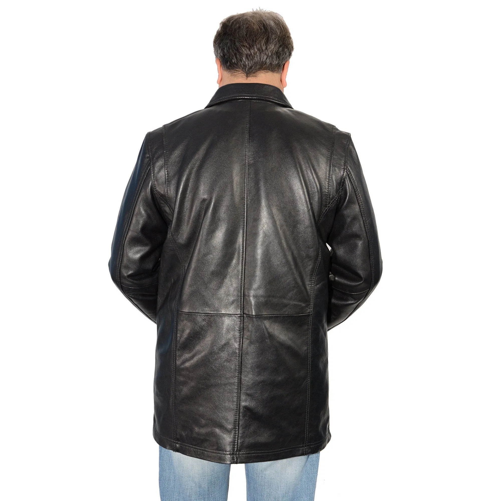 Milwaukee Leather-SFM1820-Men’s Black Lambskin Classic JD 32 inch zipper front jacket