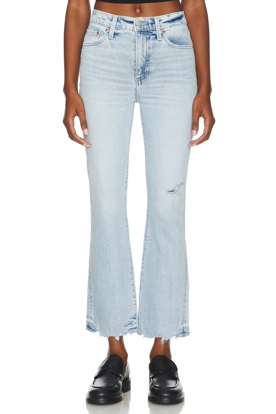 Pistola Denim Lennon High Rise Crop Boot in Summit Distressed