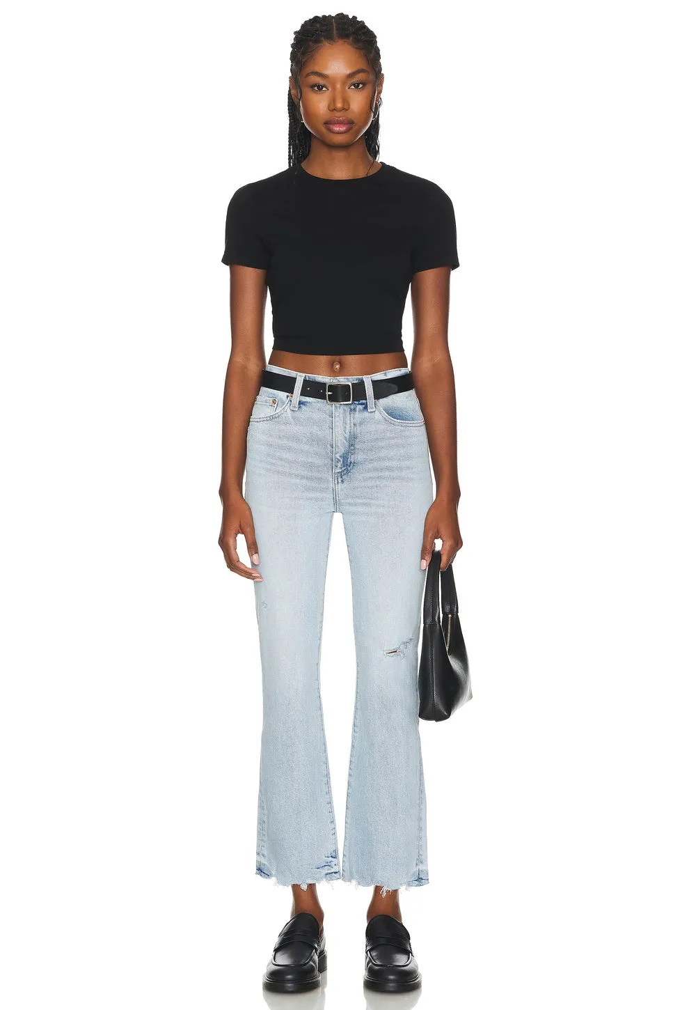 Pistola Denim Lennon High Rise Crop Boot in Summit Distressed