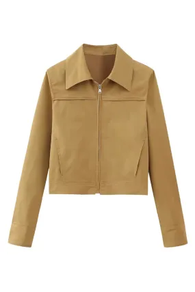 'Quincy' Collared Waxed Cotton Cropped Jacket