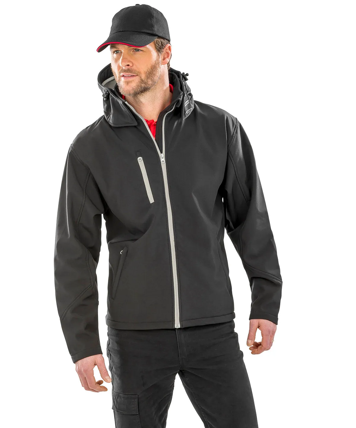 Red/Black - Core TX performance hooded softshell jacket
