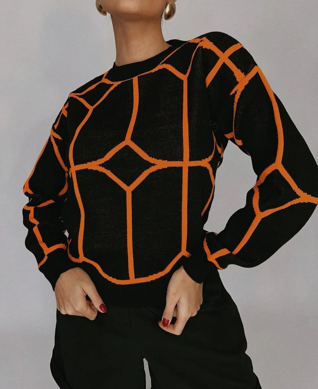 Russian   round Neck Line Pattern Woolen Top
