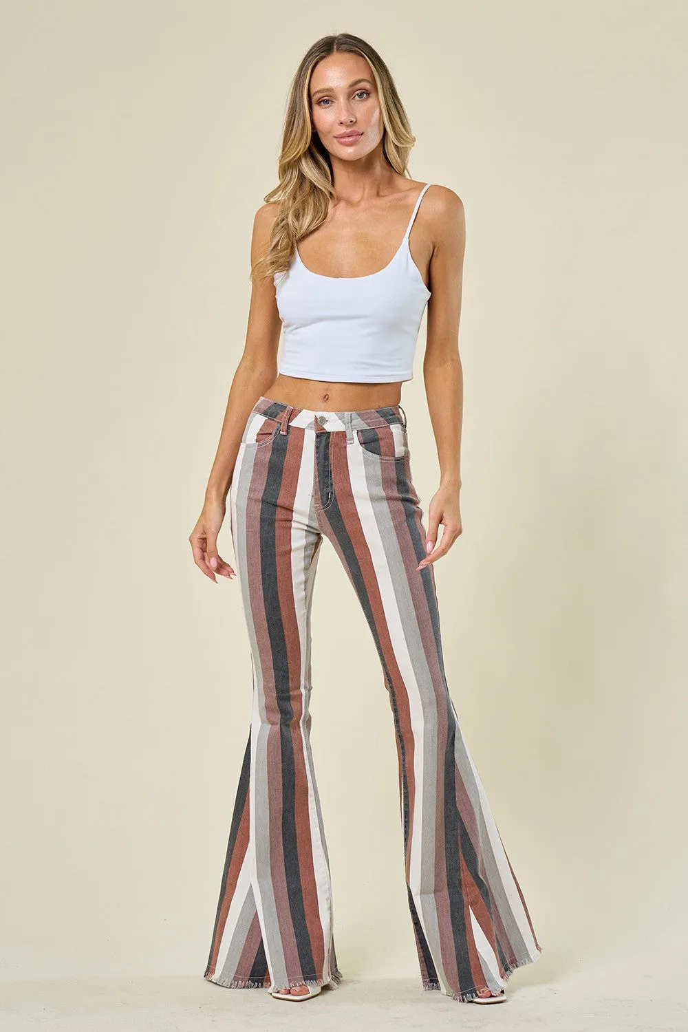 Serendipity Striped Flare Jeans in Brown Multi