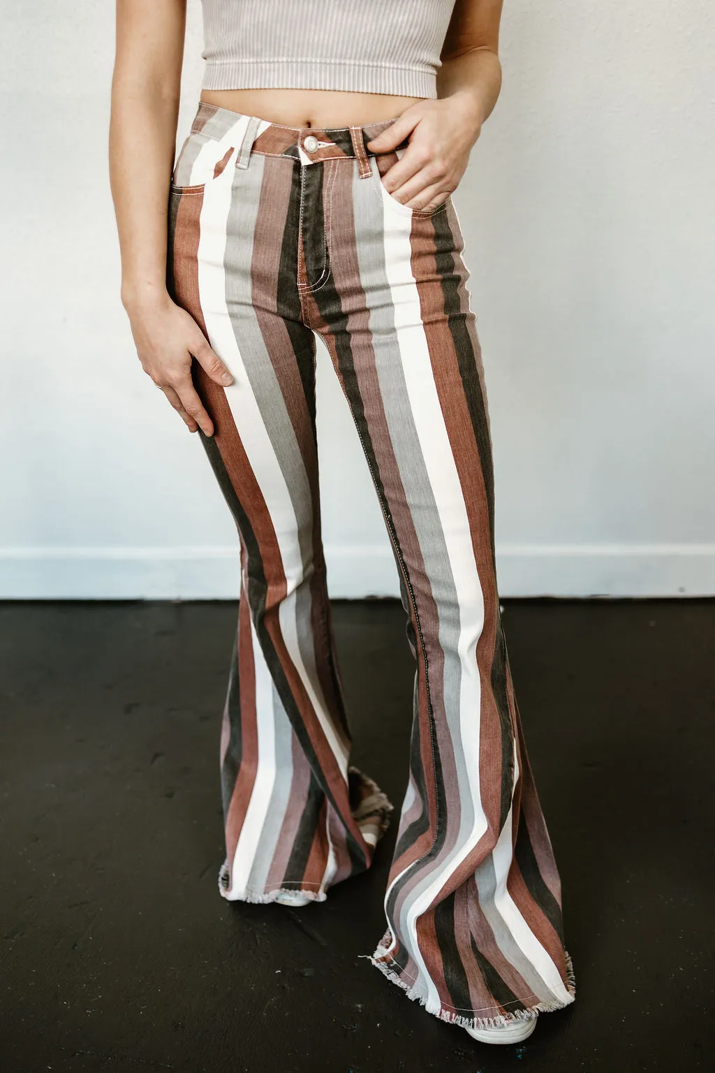 Serendipity Striped Flare Jeans in Brown Multi