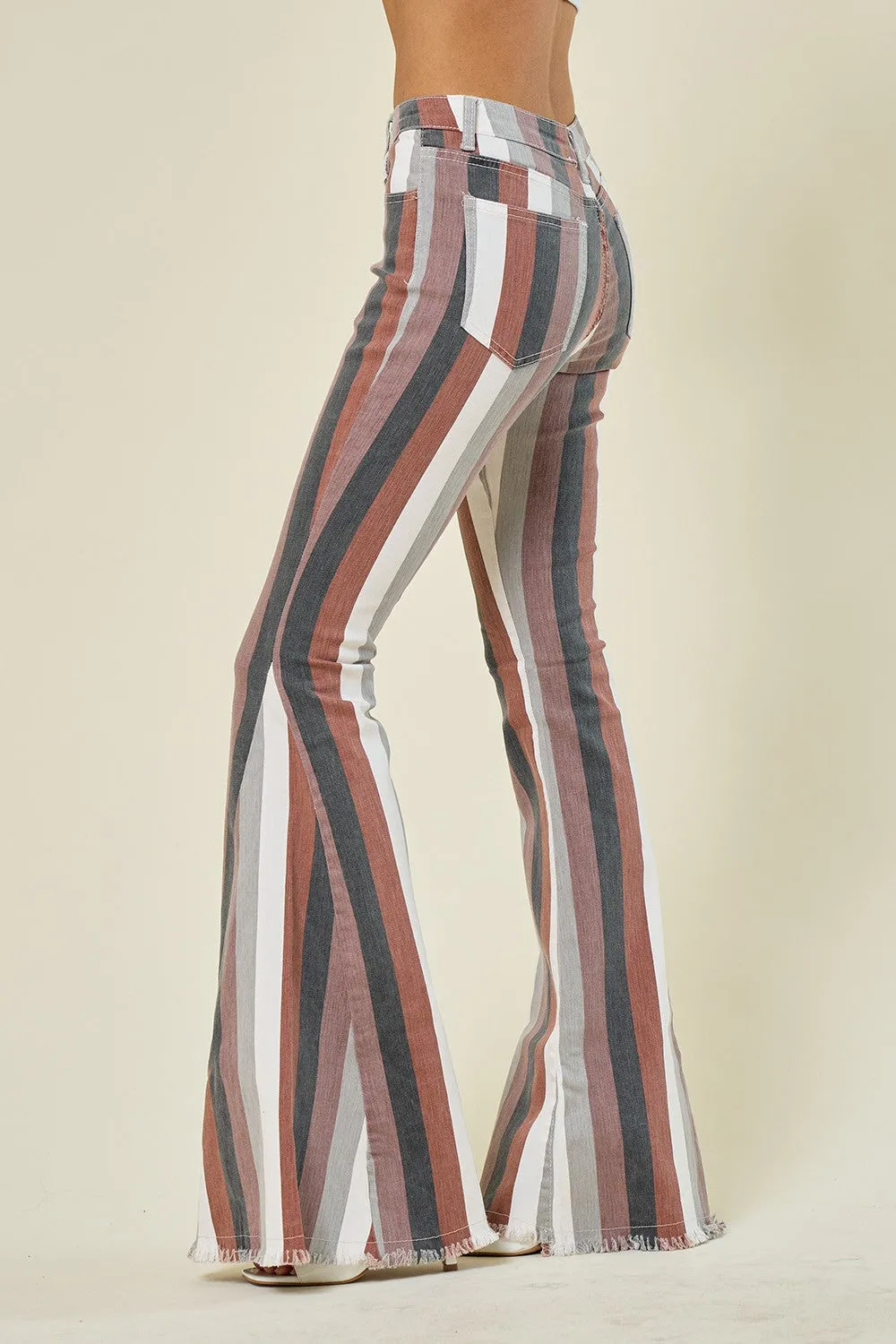 Serendipity Striped Flare Jeans in Brown Multi