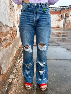 Shay High-Rise Distressed Wide Leg Jeans