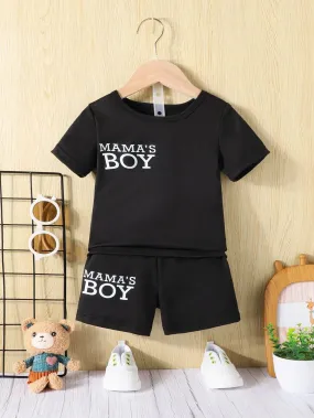 Summer Black Short-sleeved Shorts Baby Set
