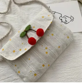 UAKISS  -  Sweet Y2k Aesthetic Flower Print Shoulder Bag Vintage Casual Kawaii Ins Handbags All Match Chic Streetwear Crossbody Bags Women