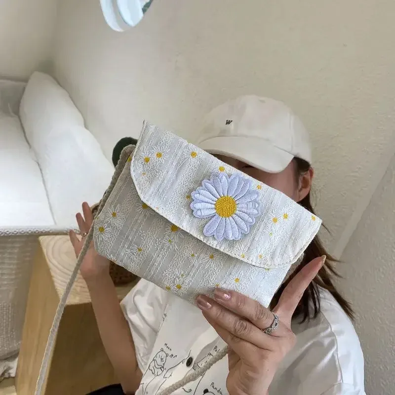 UAKISS  -  Sweet Y2k Aesthetic Flower Print Shoulder Bag Vintage Casual Kawaii Ins Handbags All Match Chic Streetwear Crossbody Bags Women
