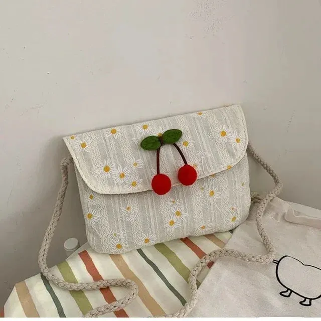 UAKISS  -  Sweet Y2k Aesthetic Flower Print Shoulder Bag Vintage Casual Kawaii Ins Handbags All Match Chic Streetwear Crossbody Bags Women