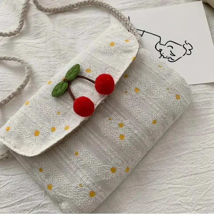 UAKISS  -  Sweet Y2k Aesthetic Flower Print Shoulder Bag Vintage Casual Kawaii Ins Handbags All Match Chic Streetwear Crossbody Bags Women