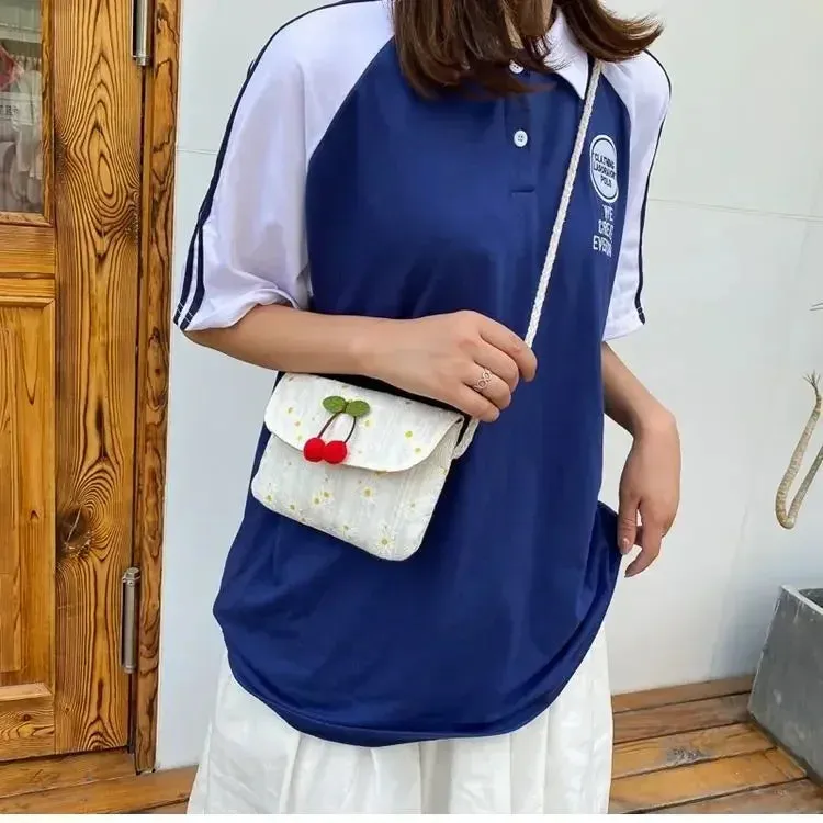 UAKISS  -  Sweet Y2k Aesthetic Flower Print Shoulder Bag Vintage Casual Kawaii Ins Handbags All Match Chic Streetwear Crossbody Bags Women