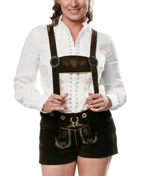 Women Lederhosen Hot Pants Chocolate