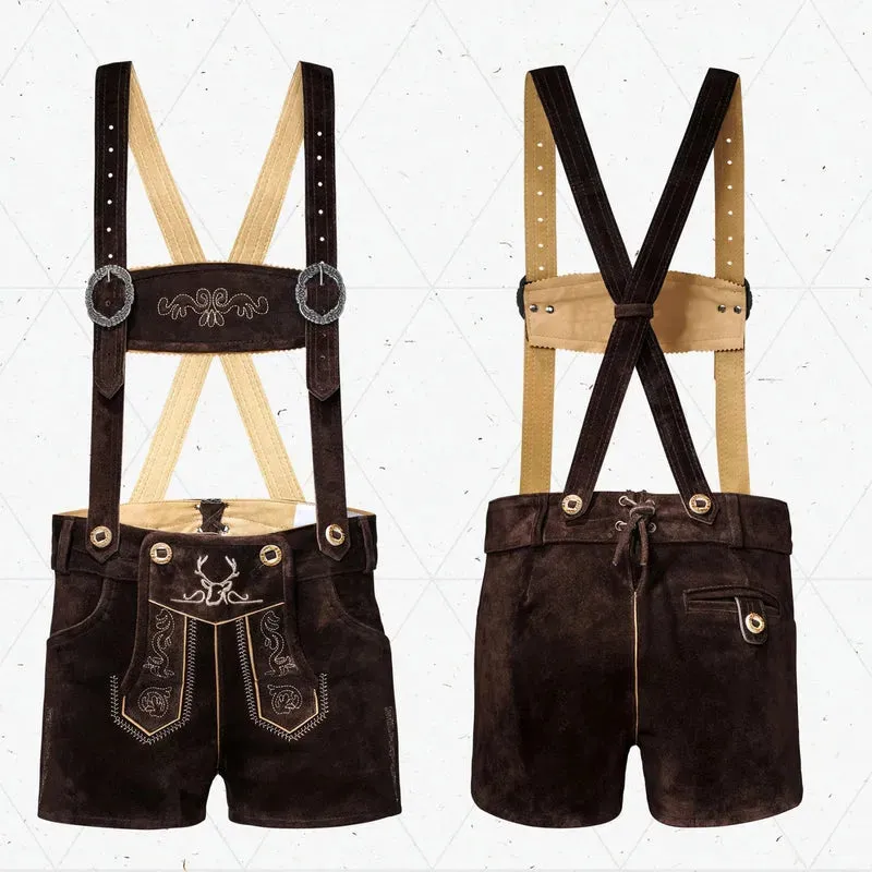 Women Lederhosen Hot Pants Chocolate